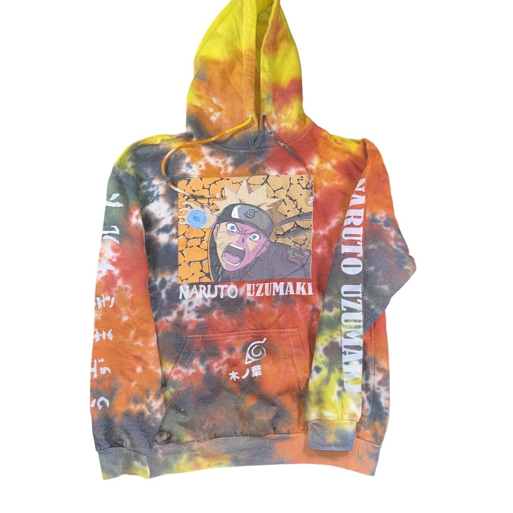 Naruto Shippuden Hoodie Mens Medium Tie Dye Naruto Uzumaki Graphic Anime